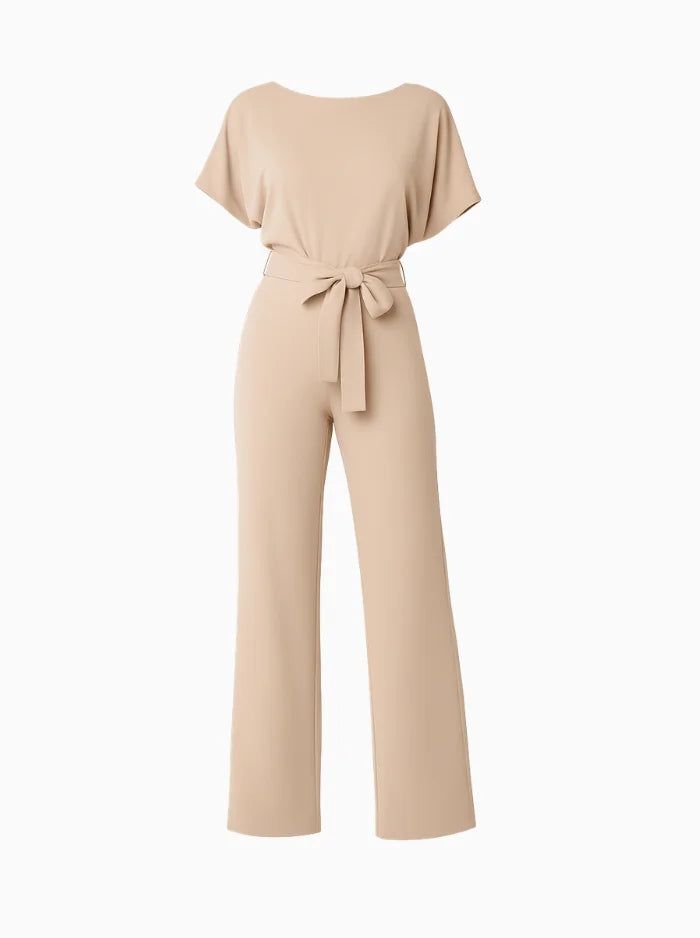 Belted Jumpsuit – Elegant Wide Leg One Piece-Womens Jumpsuits-