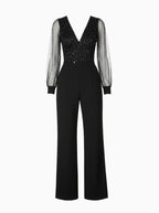 Elegant Sheer Sleeve Jumpsuit-Womens Jumpsuits-
