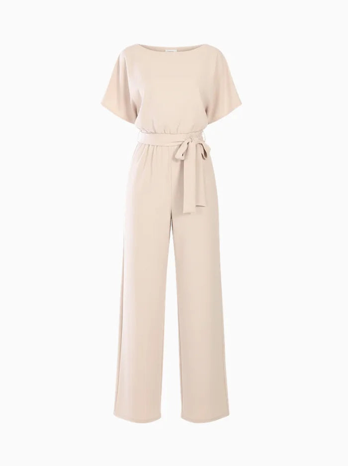 Elegant Wide Leg Belted Jumpsuit-Womens Jumpsuits-
