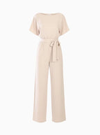 Elegant Wide Leg Belted Jumpsuit-Womens Jumpsuits-