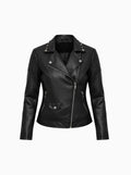 Faux Leather Biker Jacket-Womens Jackets-