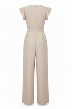 Ruffle Sleeve Belted Jumpsuit-Womens Jumpsuits-