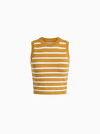 Nautical Stripe Ribbed Tank Top-Crop Tops-