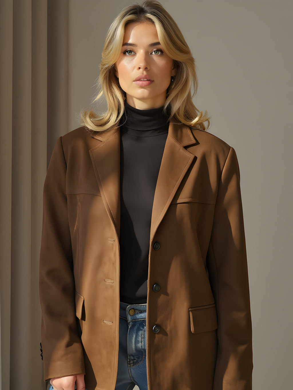 Classic Suede Jacket – Timeless Autumn Winter Lightweight Jacket-Womens Jackets-