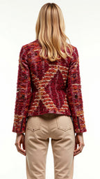 Bouclé Mélange Cropped Jacket with Gold Buttons-Womens Jackets-