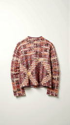 Bouclé Mélange Cropped Jacket with Gold Buttons-Womens Jackets-