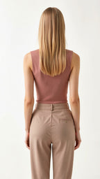 Pearl Detail Ribbed Tank Top-Tank Top-