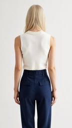 Pearl Detail Ribbed Tank Top-Tank Top-