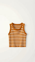 Nautical Stripe Ribbed Tank Top-Crop Tops-