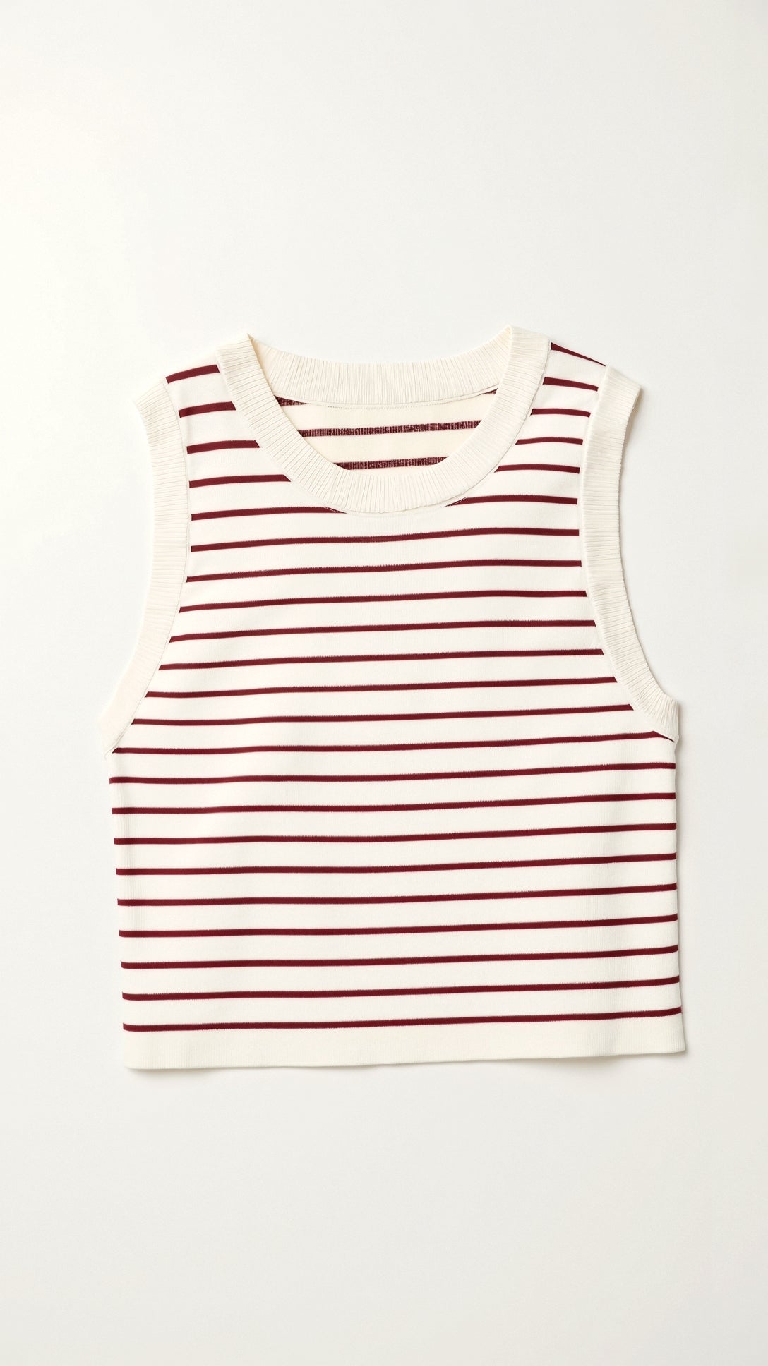 Nautical Stripe Ribbed Tank Top-Crop Tops-