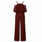 Elegant Cold Shoulder Layered Jumpsuit Set-Womens Jumpsuits-