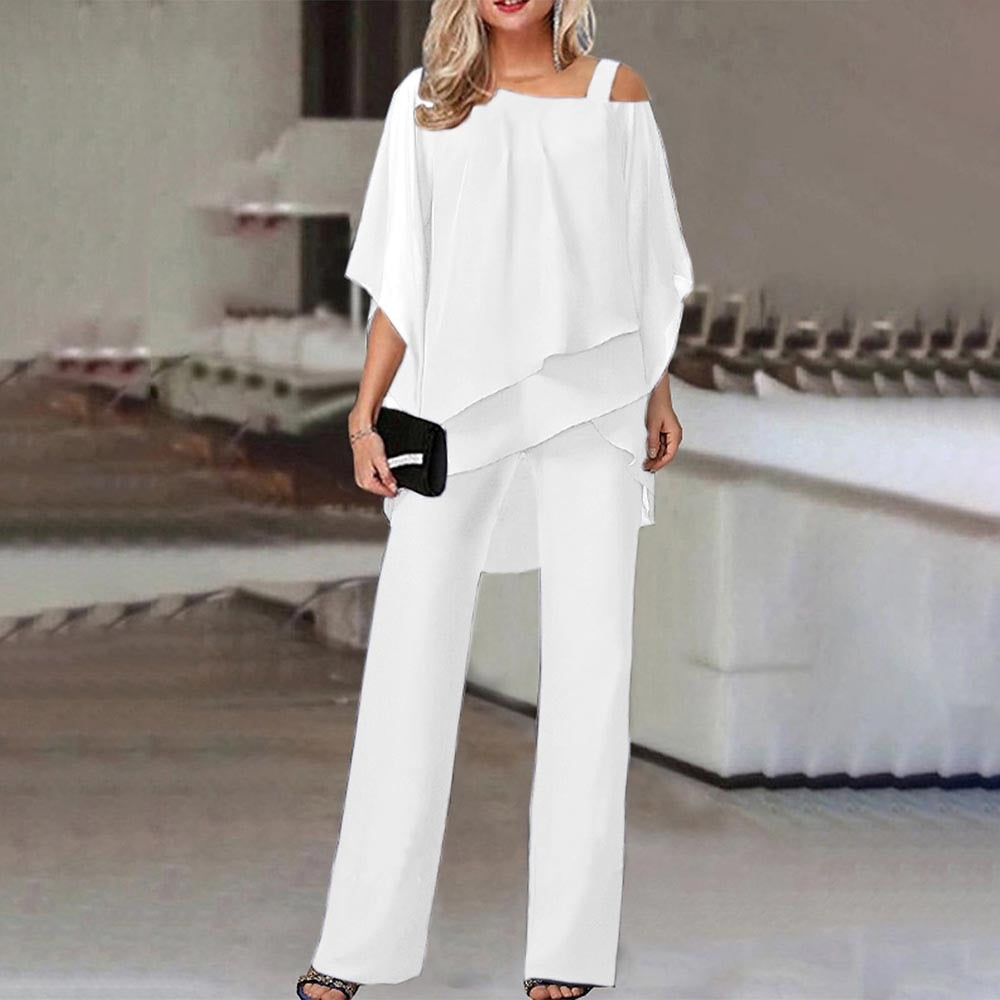 Elegant Cold Shoulder Layered Jumpsuit Set-Womens Jumpsuits-